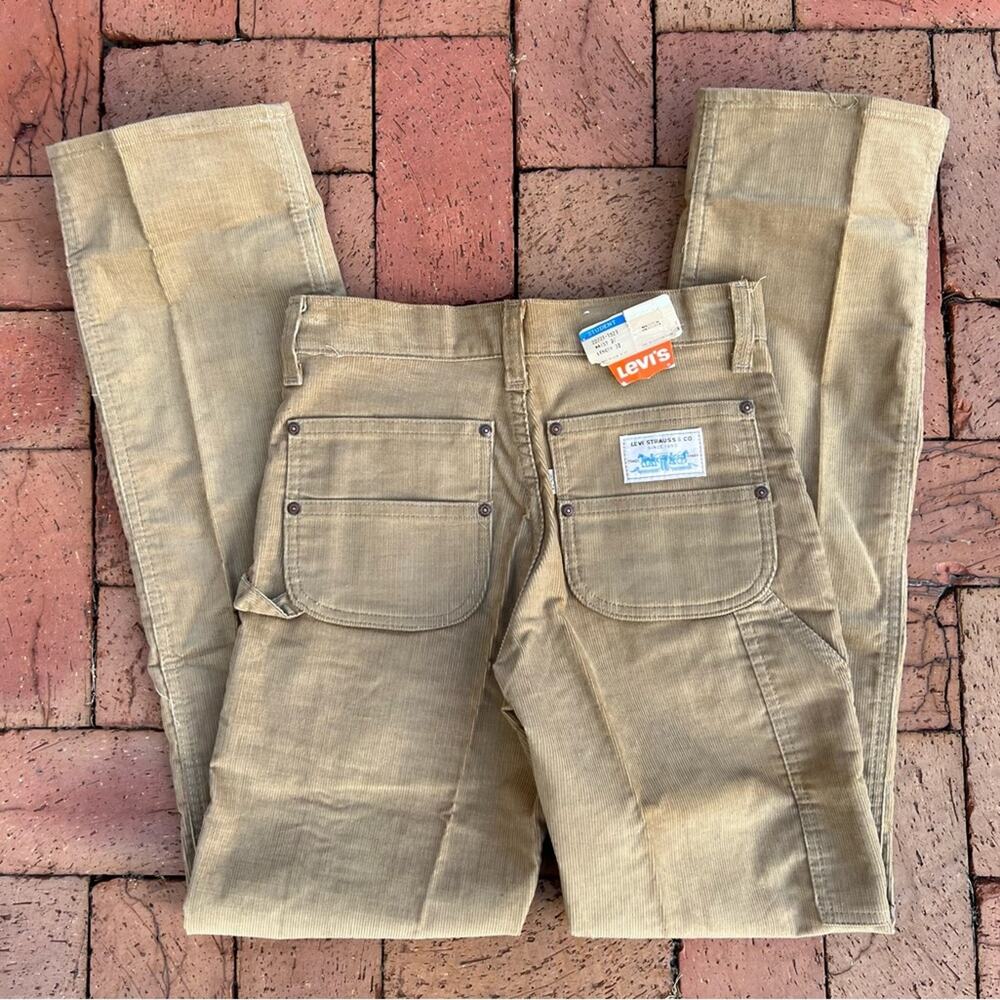 Vintage 80s Levi’s 721 Student 27x32 Tan Corduroy Carpenter Pants Deadstock NWT